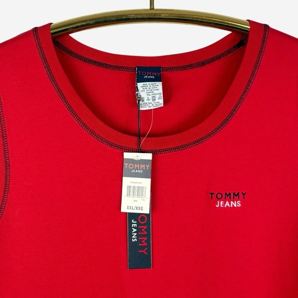 Vintage Tommy Hilfiger Men's Sleeveless Tank Top Size 2XL Muscle Logo Red - Picture 2 of 10